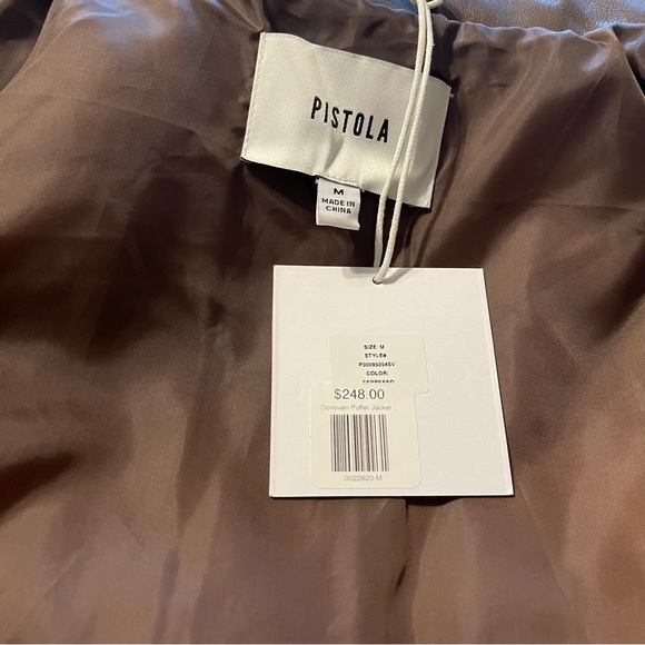 Pistola Denim Donovan Faux‎ Leather Puffer Brown Jacket - Picture 12 of 16